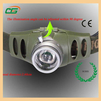 Antorcha de la cabeza de Zoomable LED del CREE de la pesca 3Watt con las pilas AAA de 3pcs 1.5V